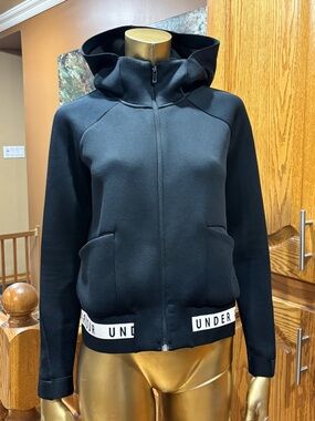 Under Armour Black Hooded Zip Jacket with Branded Waistband
